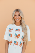 USA Flag & Bow Star Graphic T-Shirt