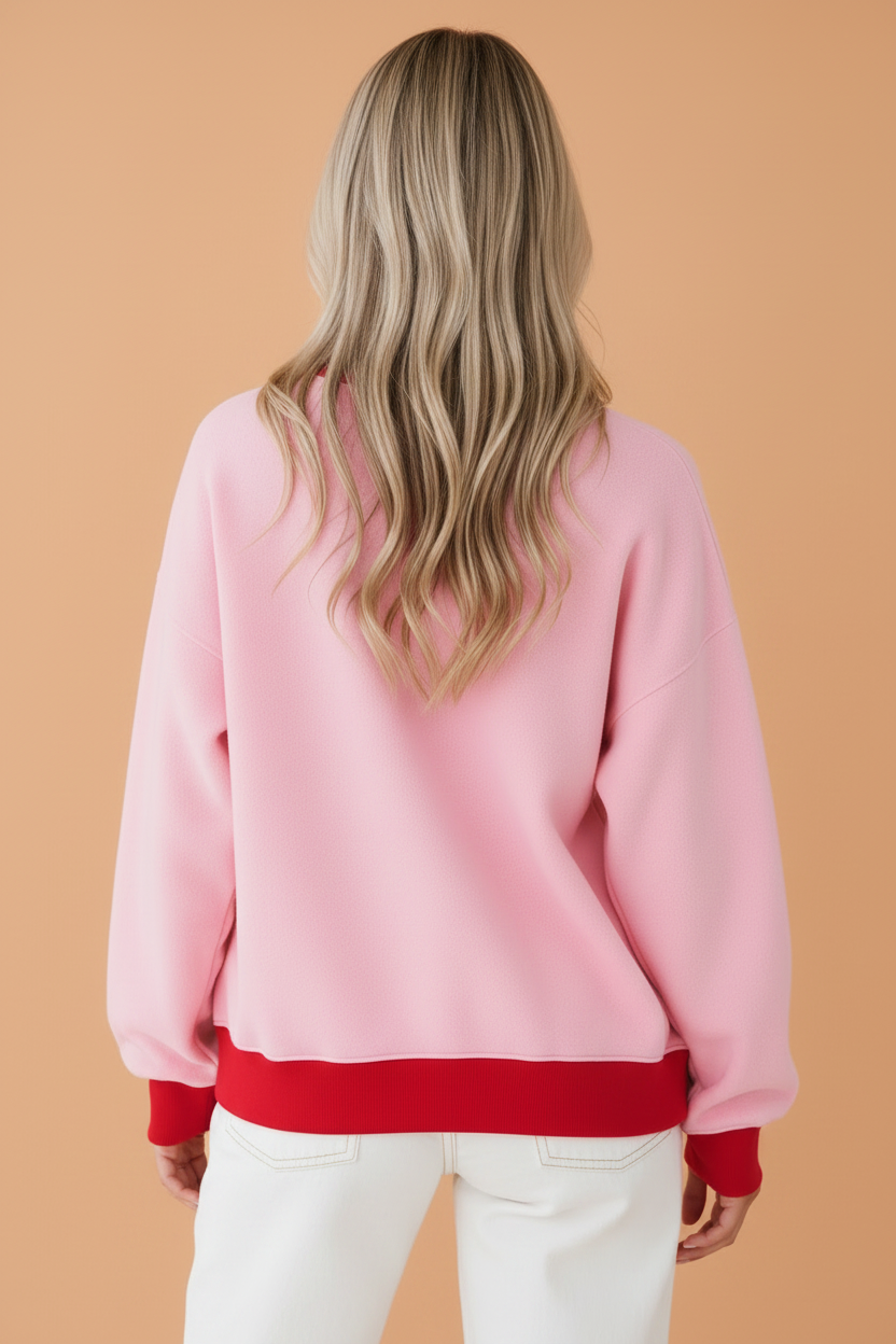COWBOY/MERRY Polka Dot Letter Print Sweatshirt