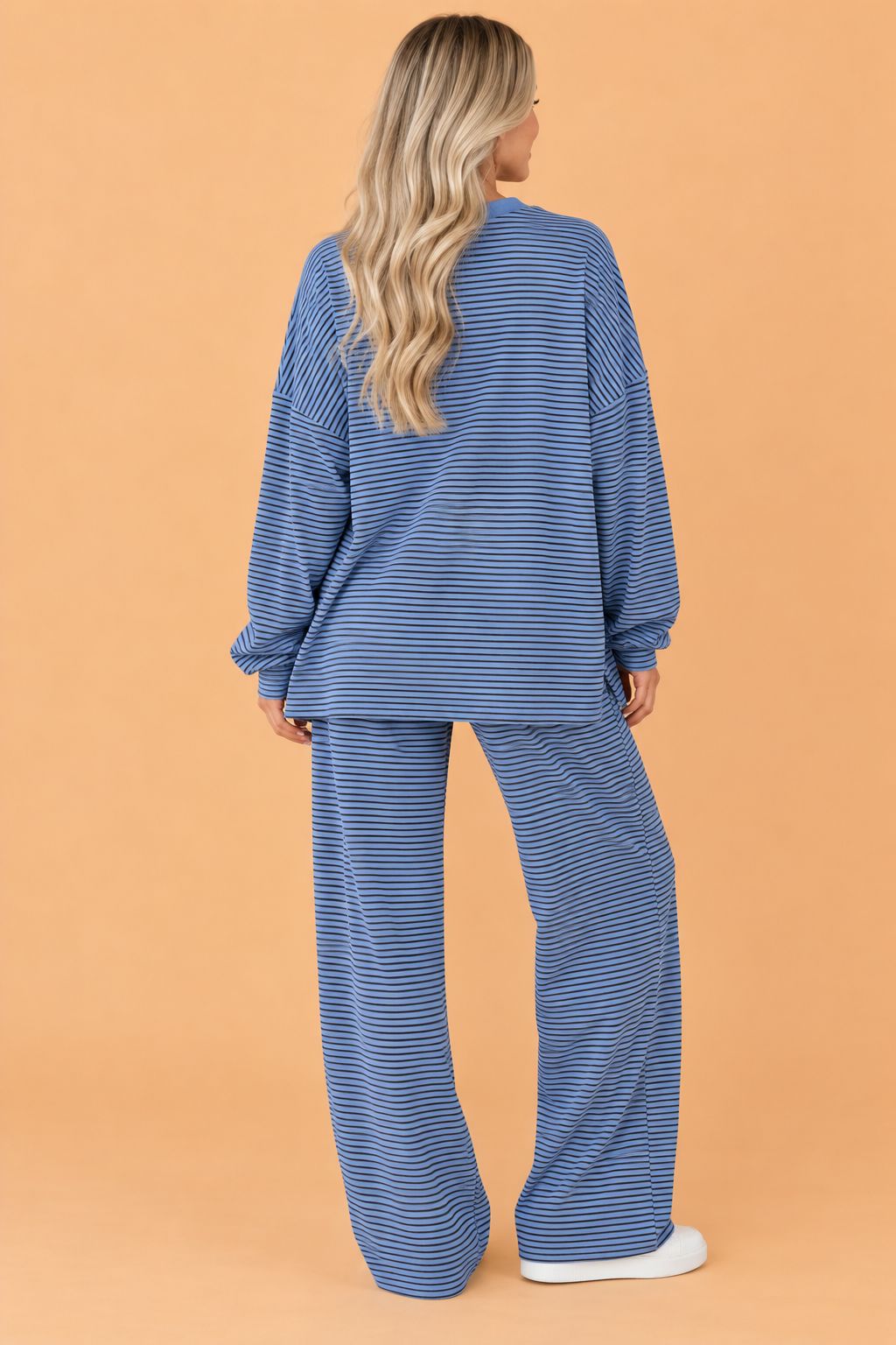 Stripe Contrast Trim Long Sleeve Top & Pant Set