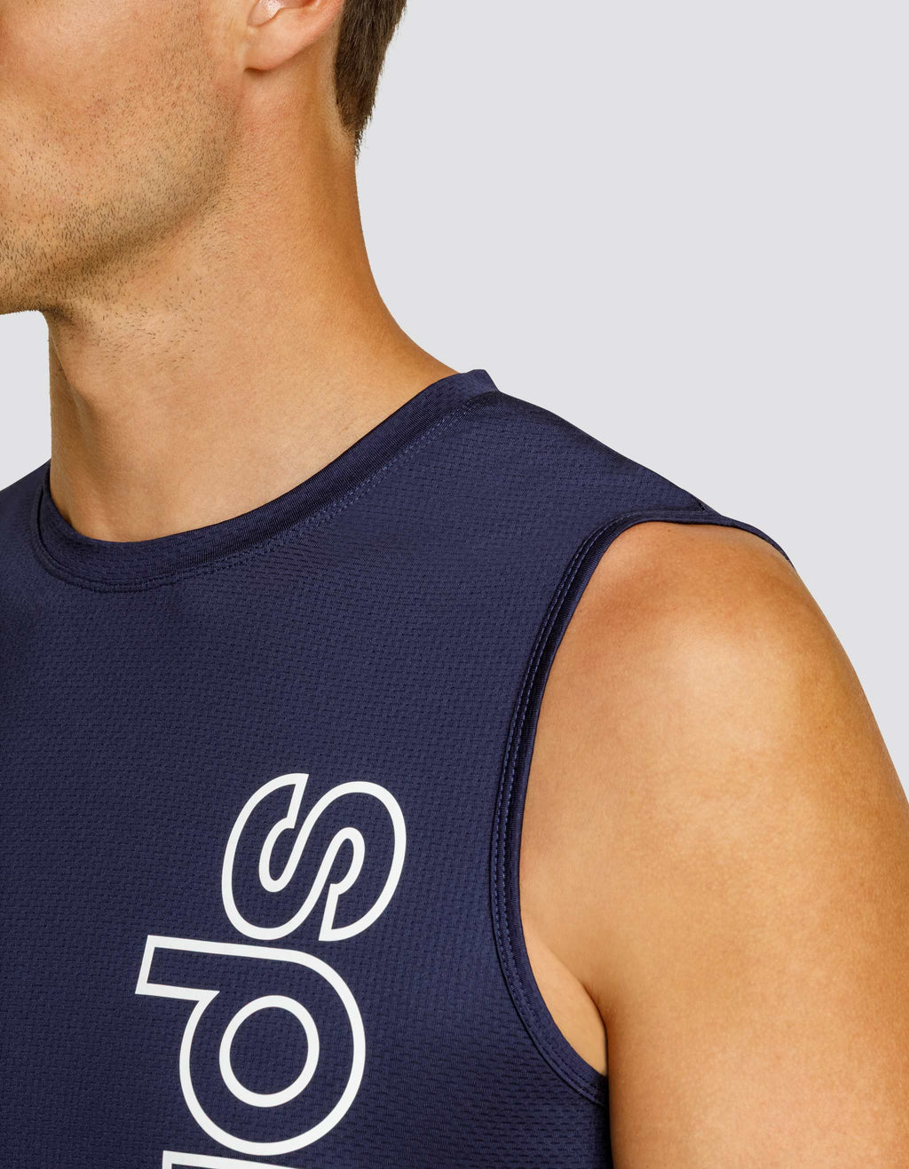 JOSH MUSCLE TANK - NAVY BLUE LOGO