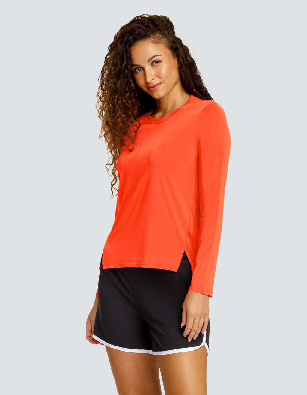 FRIDAY LONG SLEEVE TOP - HOT CORAL