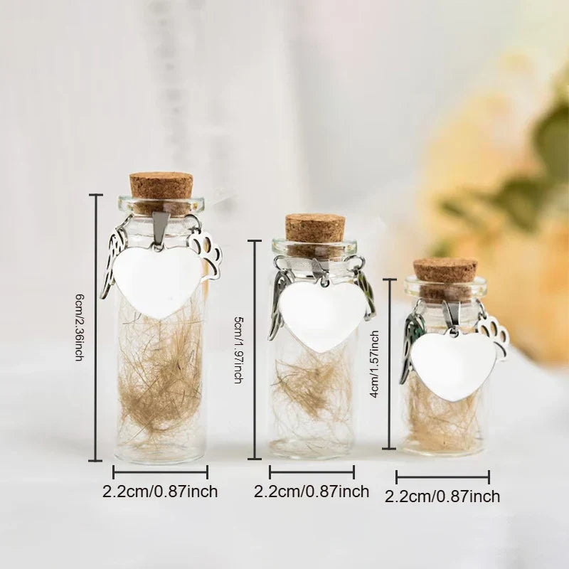 Pet Memorial Bottle for Pet Hair | Keepsake Urn with Silver Accessories