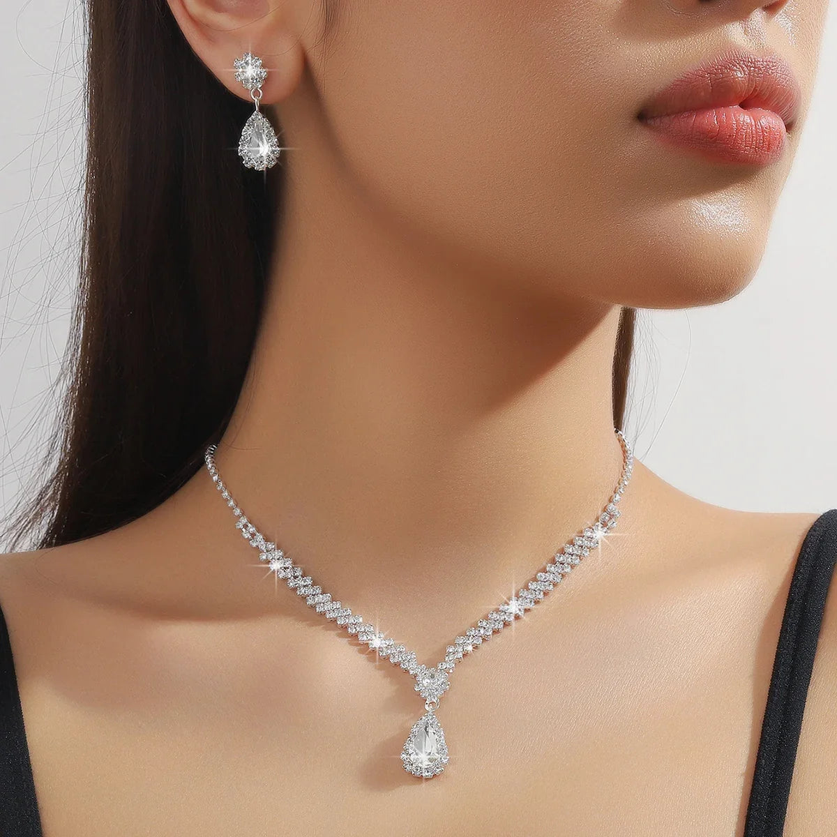 Of Women's Water Drop Necklaces Earrings Set for Wedding Season Banquet