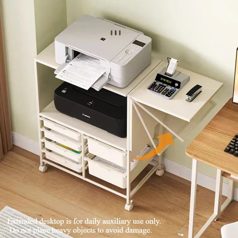 Rolling Kitchen Island Cart | 6-Drawer Storage Cart with Fold-Out Extended Desktop | Kitchen, Dining Room & Home Office