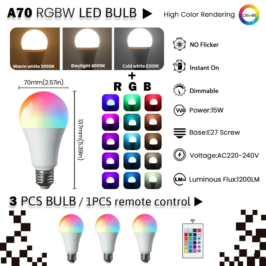 E27 LED Light Bulb | Adjustable Color Temperature (2700K–6500K) | Bedroom & Everyday Lighting