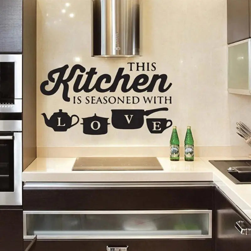 Kitchen Wall Stickers THIS KITCHEN IS SEASONED WITH LOVE Quotes Wall Stickers Restaurant Home Decoration