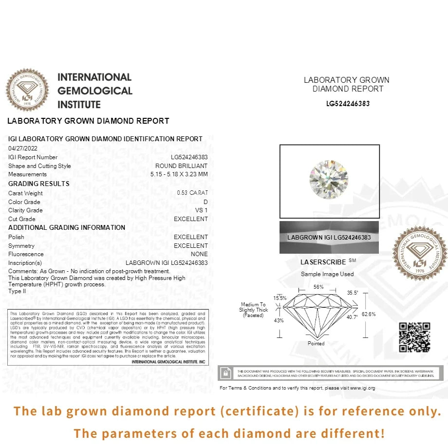 0.3ct 0.5ct 0.8ct 1ct 1.5ct 2ct 3ct Round Lab Grown Diamonds