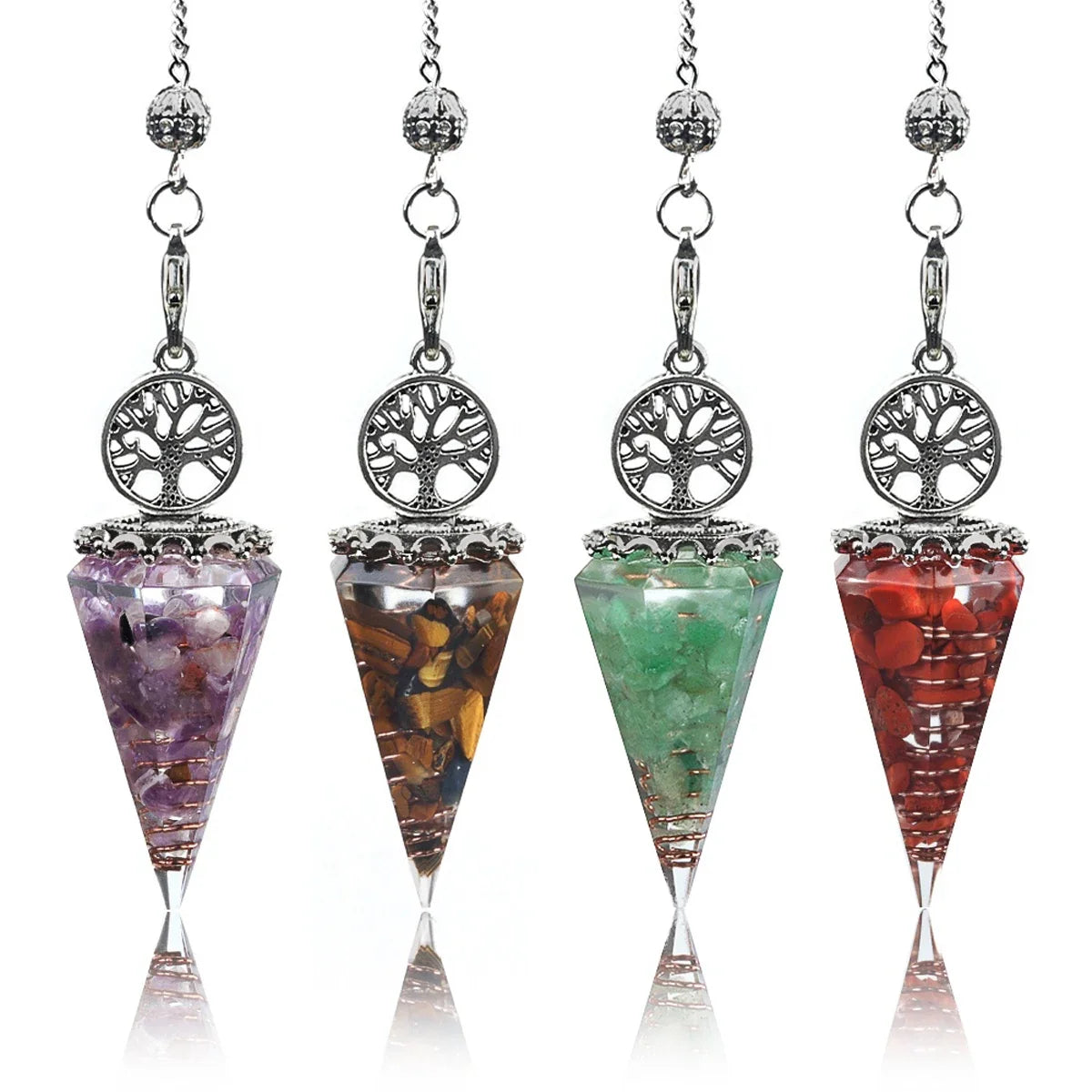 20x52mm Natural Stone Pendulum Tree of Life Hexagonal Cone Crushed Stone Lapis Lazuli