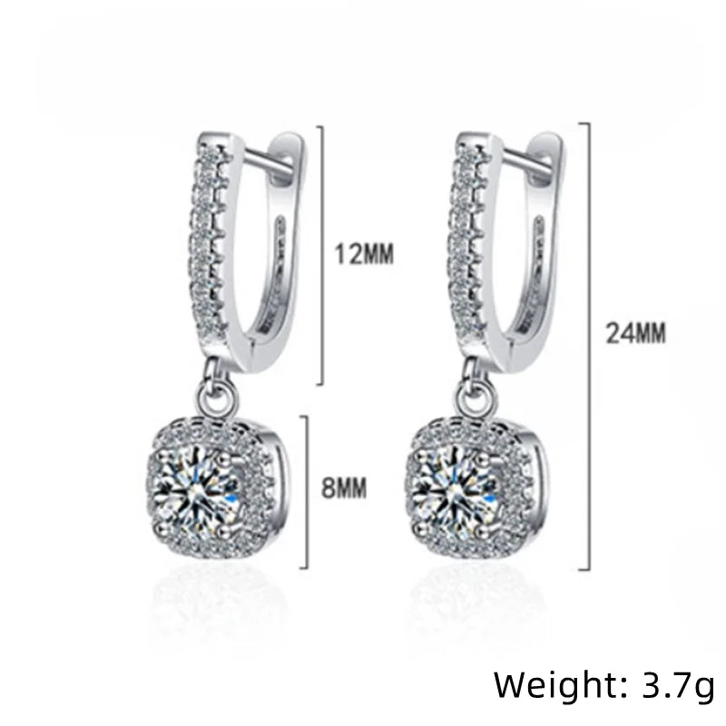 2CT Moissanite Huggie Hoop Earrings | Lab Created Diamond 925 Sterling Silver Dainty Hoop Dangle