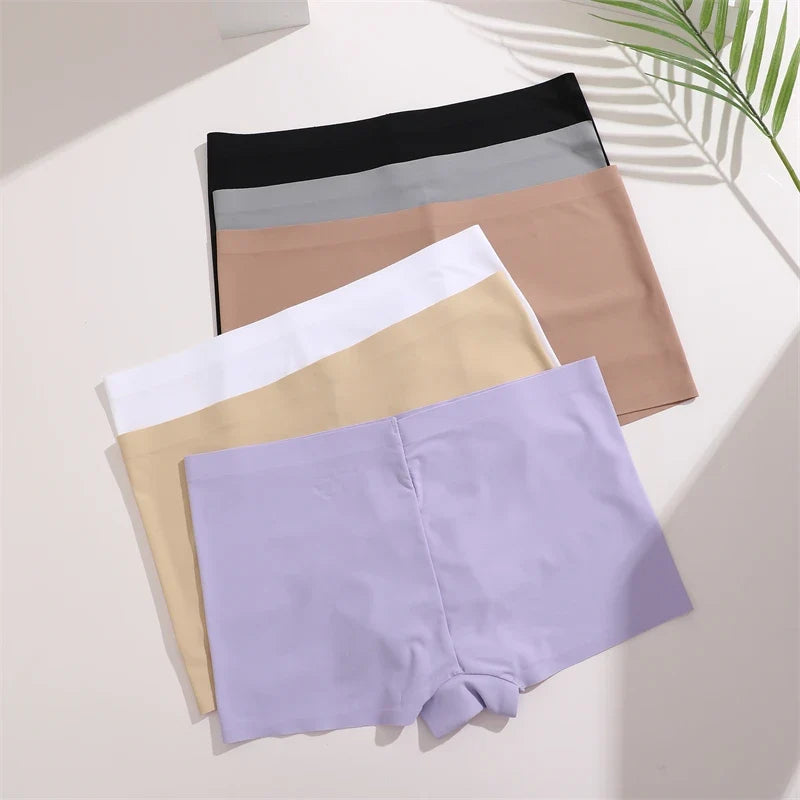 FINETOO 3pc Seamless Soft Boyshort Women's Panties Sexy Breathable Invisible Underwear Female Soild Comfortable Stretch Lingerie