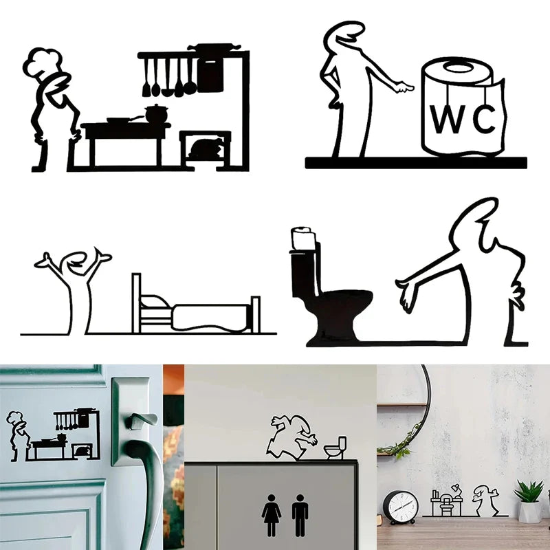 La Linea Minimalist Line Art Stickers | Modern Home Decor Door Decal