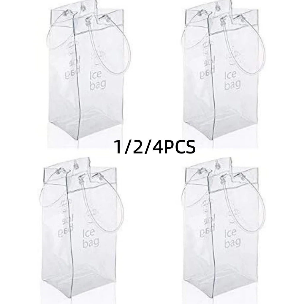 1/2/4pcs ICE Bags PVC Transparent Cooler Clear Pouch Ice Bucket Wine