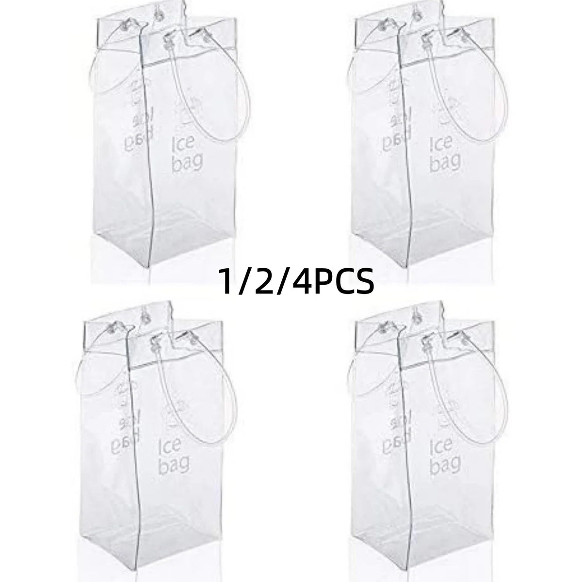 1/2/4pcs ICE Bags PVC Transparent Cooler Clear Pouch Ice Bucket Wine