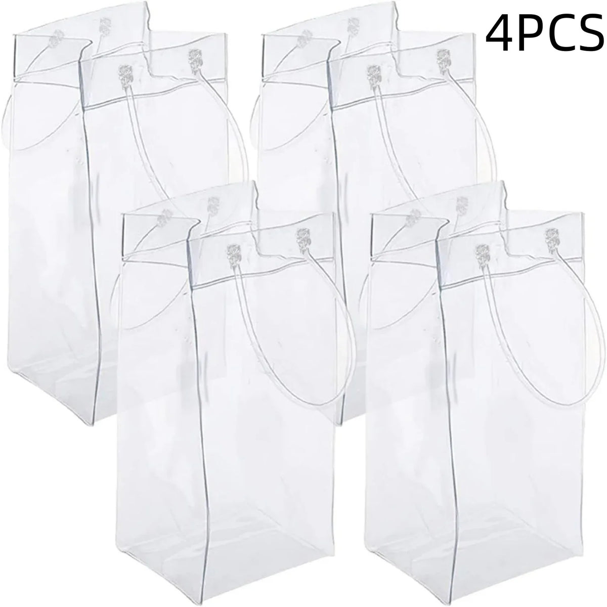 4PCS Transportable Foldable Champagne Ice Bag Beer Cooler Clear White PVC Wine Chiller Ice Bag for Cold Drink at Outdoor Event