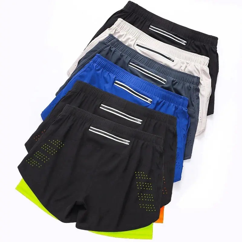 Breathable Double Layer Men's Workout Shorts for Gym & Running