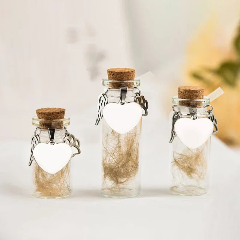 Pet Memorial Bottle for Pet Hair | Dog Cat Fur Keepsake Storage with 3 Silver Accessories