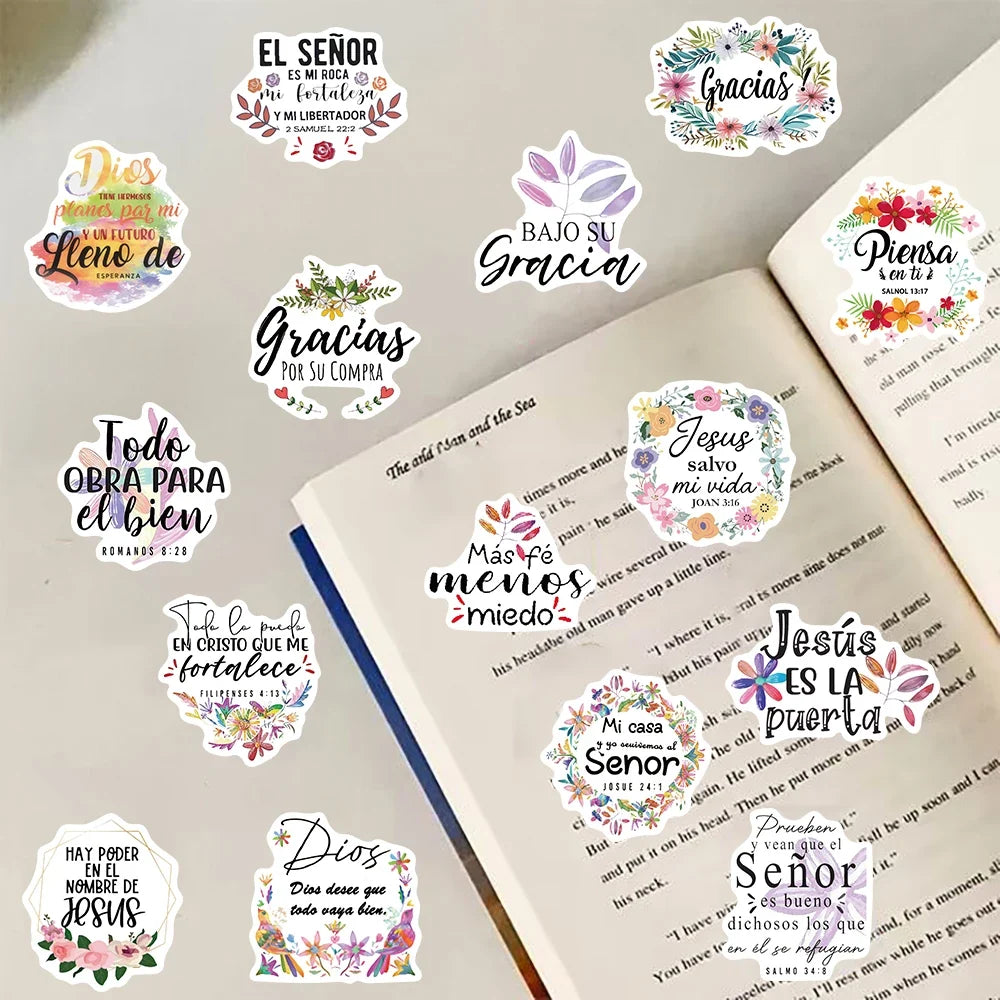 50PCS Spanish Motivational Text Stickers Motivational Waterproof Bicycle Stationary Scrapbooking Study Luggage Art Stickers