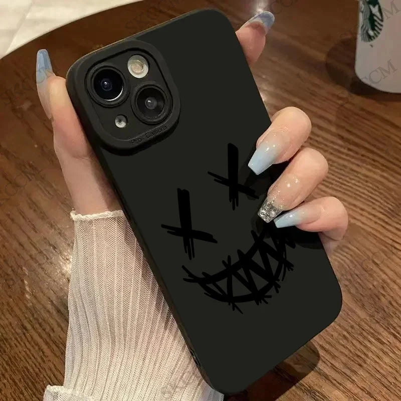 Smiling Devil Phone Case For iPhone 11 12 13 14 15 Pro Max Mini 7 8 Plus X XS Max XR Matte Shockproof Fashion Cases Back Cover