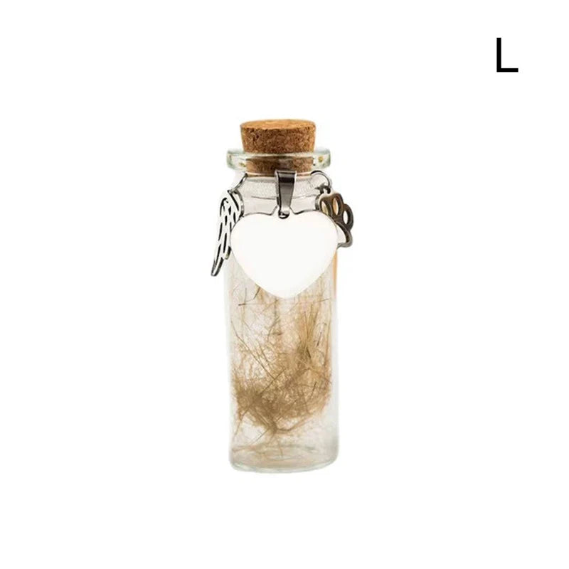 Pet Memorial Bottle for Pet Hair | Keepsake Urn with Silver Accessories