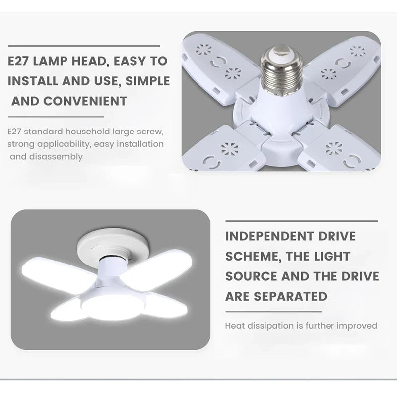 Foldable LED Bulb | 28W E27 Cool White | Garages, Workshops & Home Lighting