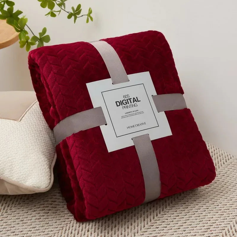 Fluffy Coral Velvet Blanket Flannel Plush Comfortable Thickened and Warm Soft Sofa Throw Blanket for Air-Conditioned Room Luxury
