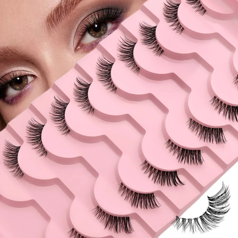 Band Half False Eyelashes Natural Wispy Faux Mink Lashes Lightweight Reusable Comfortable Eye Lash