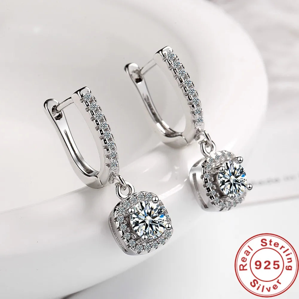 2CT Moissanite Huggie Hoop Earrings | Lab Created Diamond 925 Sterling Silver Dainty Hoop Dangle