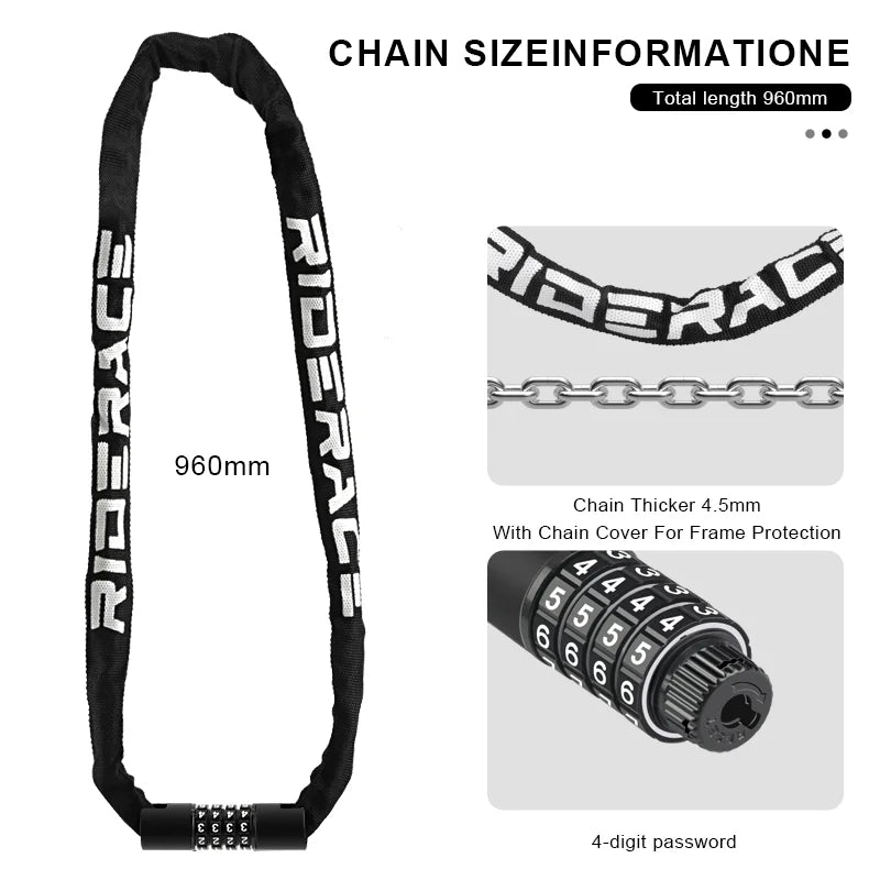 Bicycle Chain Lock | Combination Code & Cloth Sleeve | Bicycles & Compatible E-Bikes