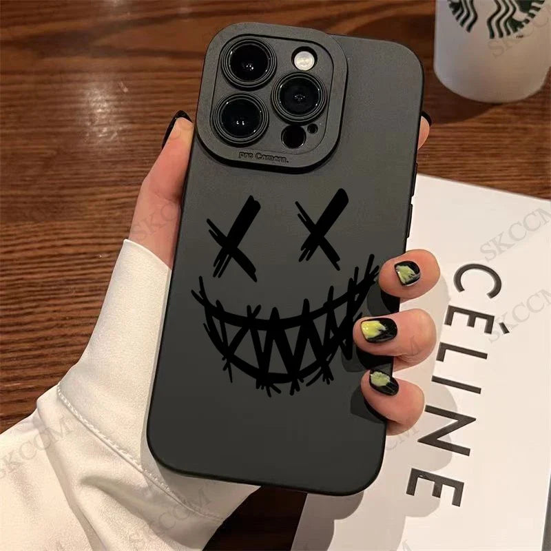 Smiling Devil Phone Case For iPhone 11 12 13 14 15 Pro Max Mini 7 8 Plus X XS Max XR Matte Shockproof Fashion Cases Back Cover