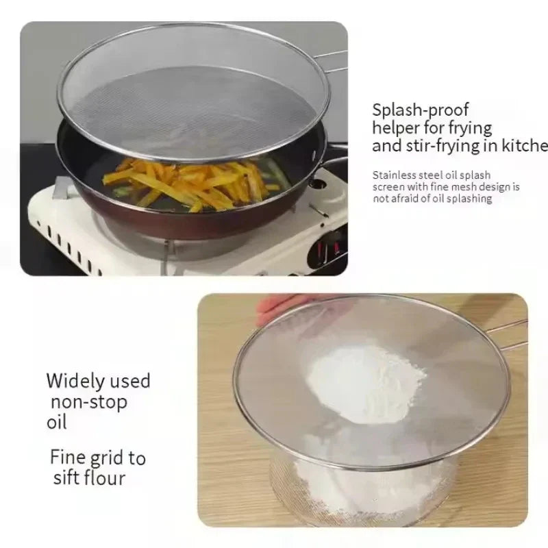 Stainless Steel Splatter Screen Oil-Proofing Lid with Spill-proof Feature Frying Pan Cover Cooking Tool Mesh Pot Lid Cover