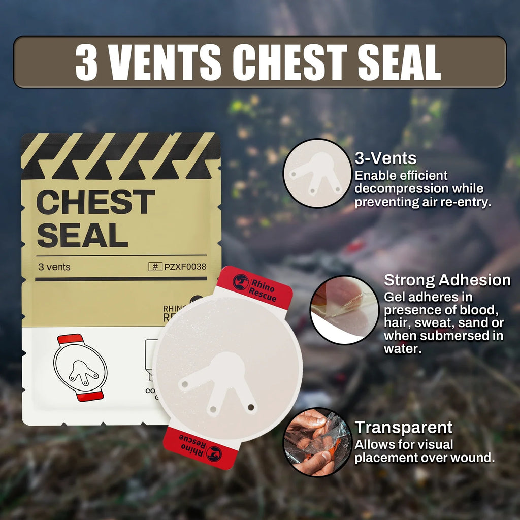 Chest Seal Dressing | Vented & Non-Vented Pack Options | Emergency First Aid & Trauma Kits
