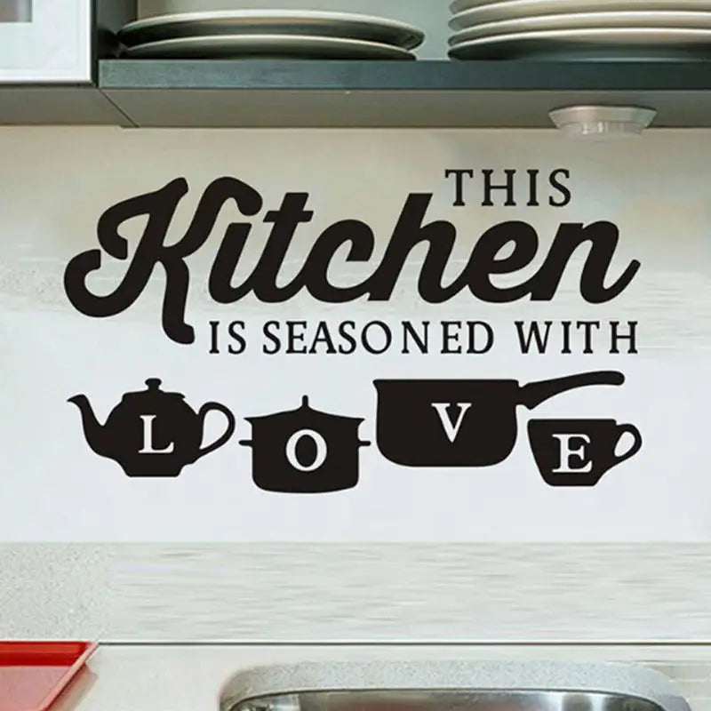 Kitchen Wall Stickers THIS KITCHEN IS SEASONED WITH LOVE Quotes Wall Stickers Restaurant Home Decoration