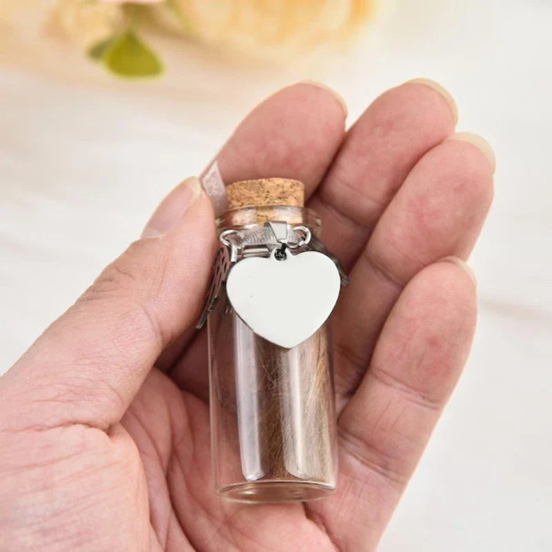 Pet Memorial Bottle for Pet Hair | Dog Cat Fur Keepsake Storage with 3 Silver Accessories