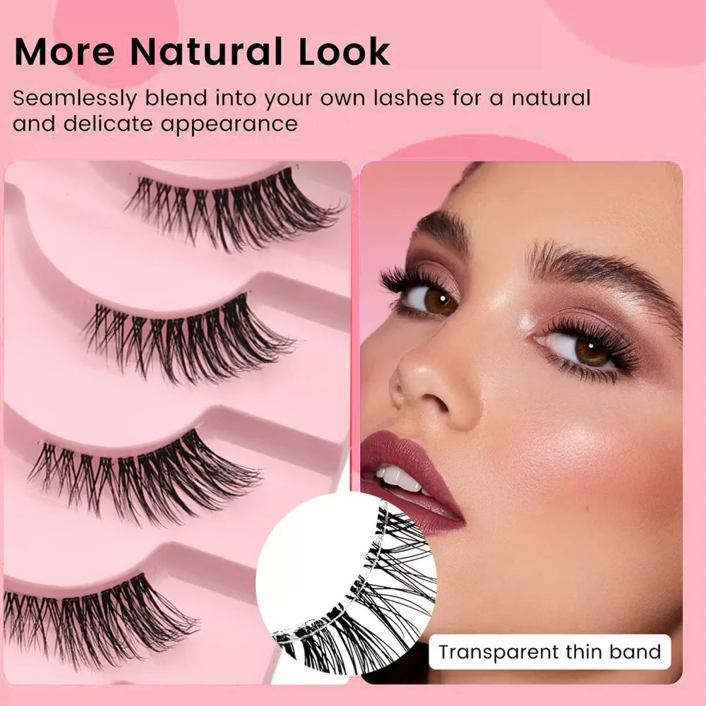 Band Half False Eyelashes Natural Wispy Faux Mink Lashes Lightweight Reusable Comfortable Eye Lash
