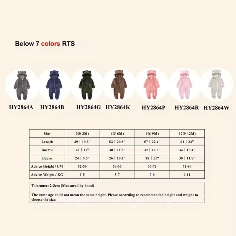 0-24m Baby Rompers Clothes Winter Newborn Baby Boy