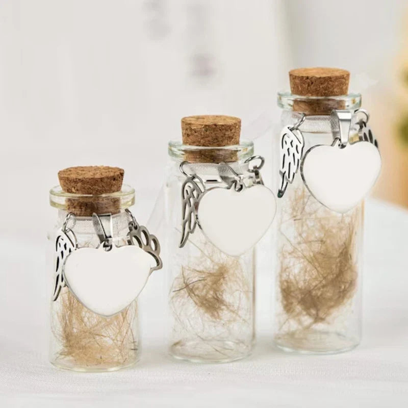 Pet Memorial Bottle for Pet Hair | Dog Cat Fur Keepsake Storage with 3 Silver Accessories