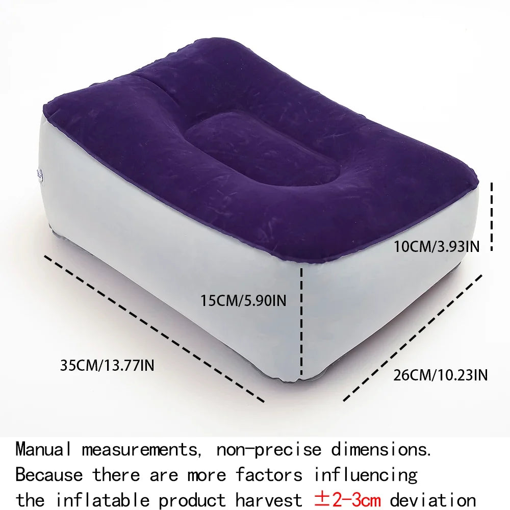 PVC inflatable flocking car foot mat outdoor elevated foot bath massage leisure foot pillow, matched with leak repair patch