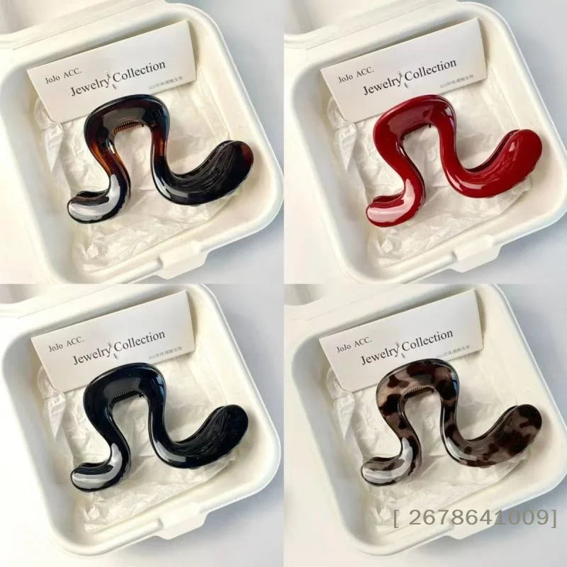 Korean Simple Matte Hair Clips Retro Geometric Claw Clips Half-Up Shark Clip