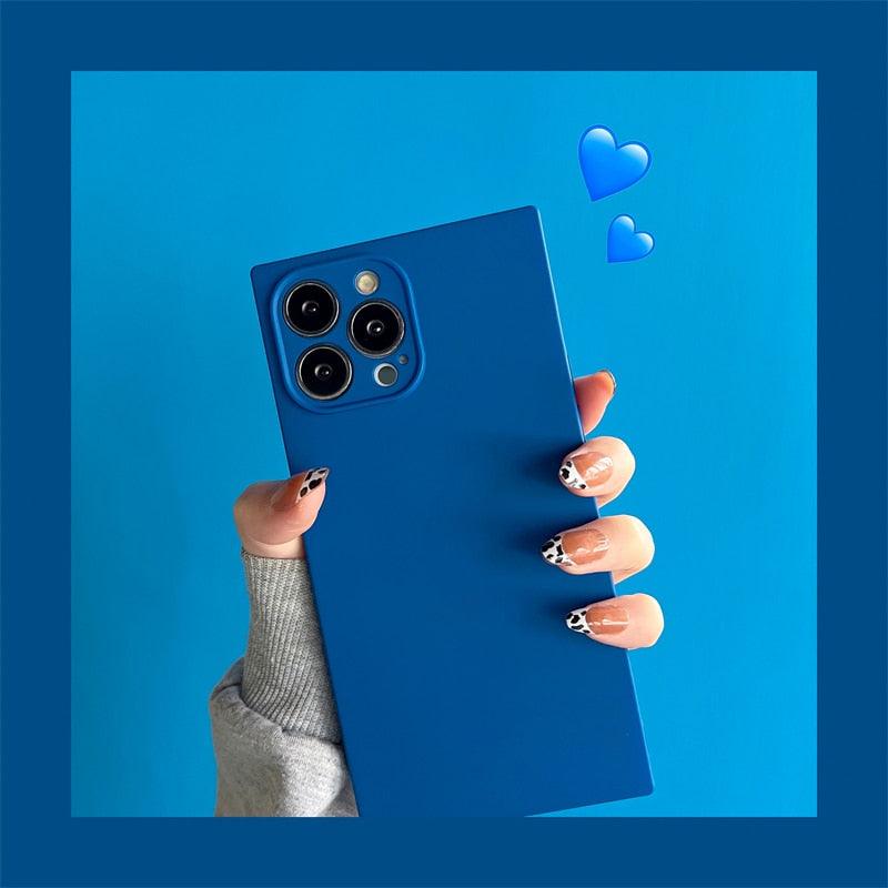 Fashion Candy Color Square Soft Silicone Phone Case For iPhone 13 11 12 Pro Max Bumper Shockproof Cover Square Silicone Camera Case Ultra Thin Lightweight Silky Soft Case Compatible with iPhone