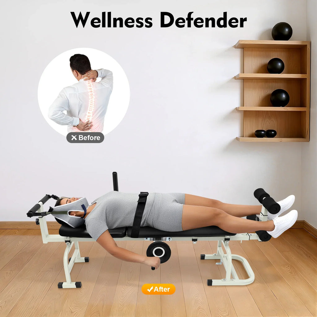 Cervical Lumbar Traction Bed Neck Stretcher Cervical Stretch Device Back Stretch Bench for Peopl 1.5-1.8m Height