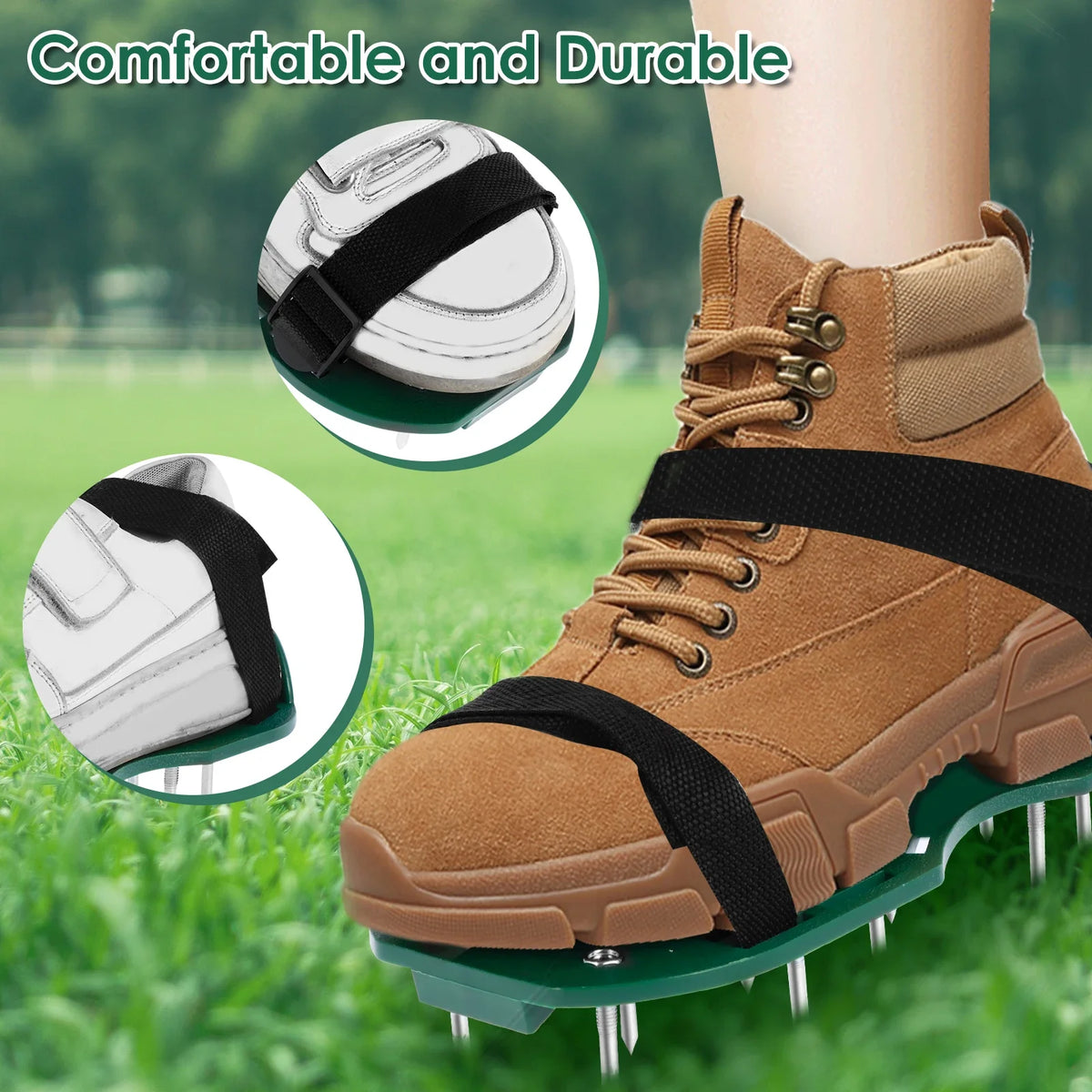 Lawn Aerator Shoes Manual Lawn Aerator with Spike Adjustable Spiked Aerating Sandals Reusable Plastic Lawn Aerator Sandals Lawn