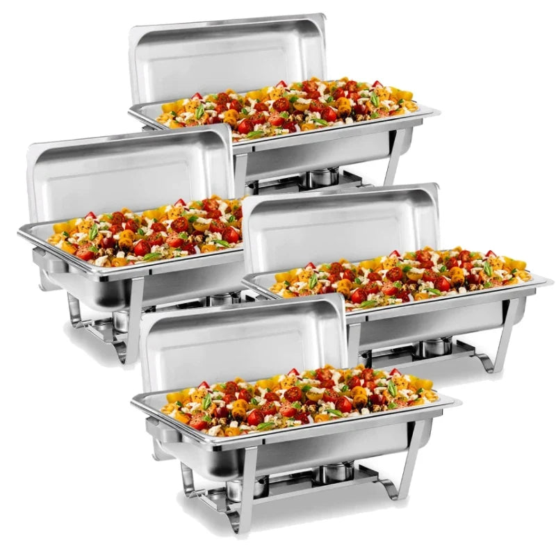 2/4/6 Pack 8QTChafing Dish Buffet Set Stainless Steel Food Warmer Kit with Lids Holders for Restaurant Catering Parties Weddings