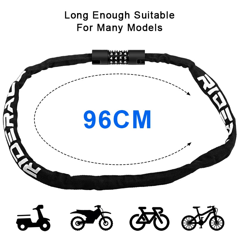 Bicycle Chain Lock | Combination Code & Cloth Sleeve | Bicycles & Compatible E-Bikes