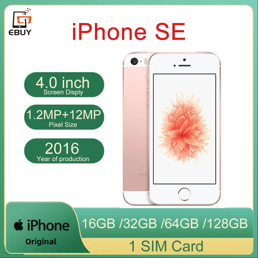 Original Unlocked Apple iPhone SE Mobile Cellphone 16/32/64/128GB ROM 2GB RAM  iPhone SE Dual Core 4G LTE Touch ID Smartphone