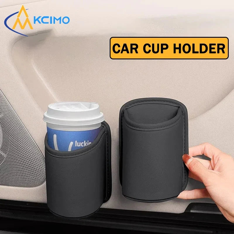 Kcimo PU Leather Car Door Cup Holder Box Back Clip Design Drink Rack Storage Bin Universal Car Seat Back Water Cup Box Organizer
