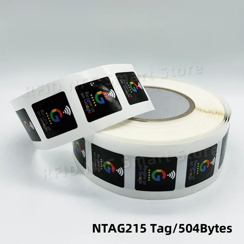 NFC215 Google Review Stickers 504Bytes 30mm Waterproof NFC Review Sticker Review Us on Google Sticker 13.56MHz NFC Tags Stickers