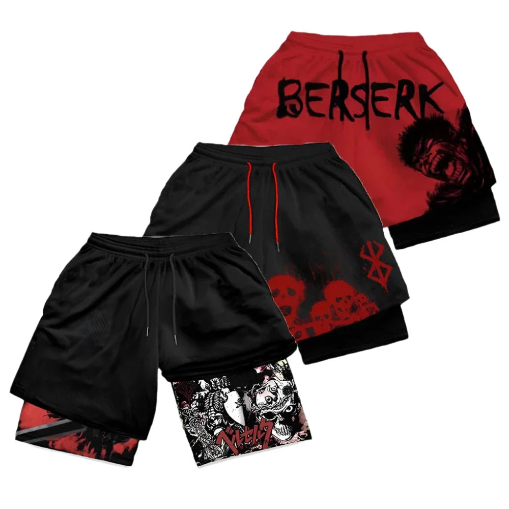 Anime Inspired 2-in-1 Running Shorts for Men