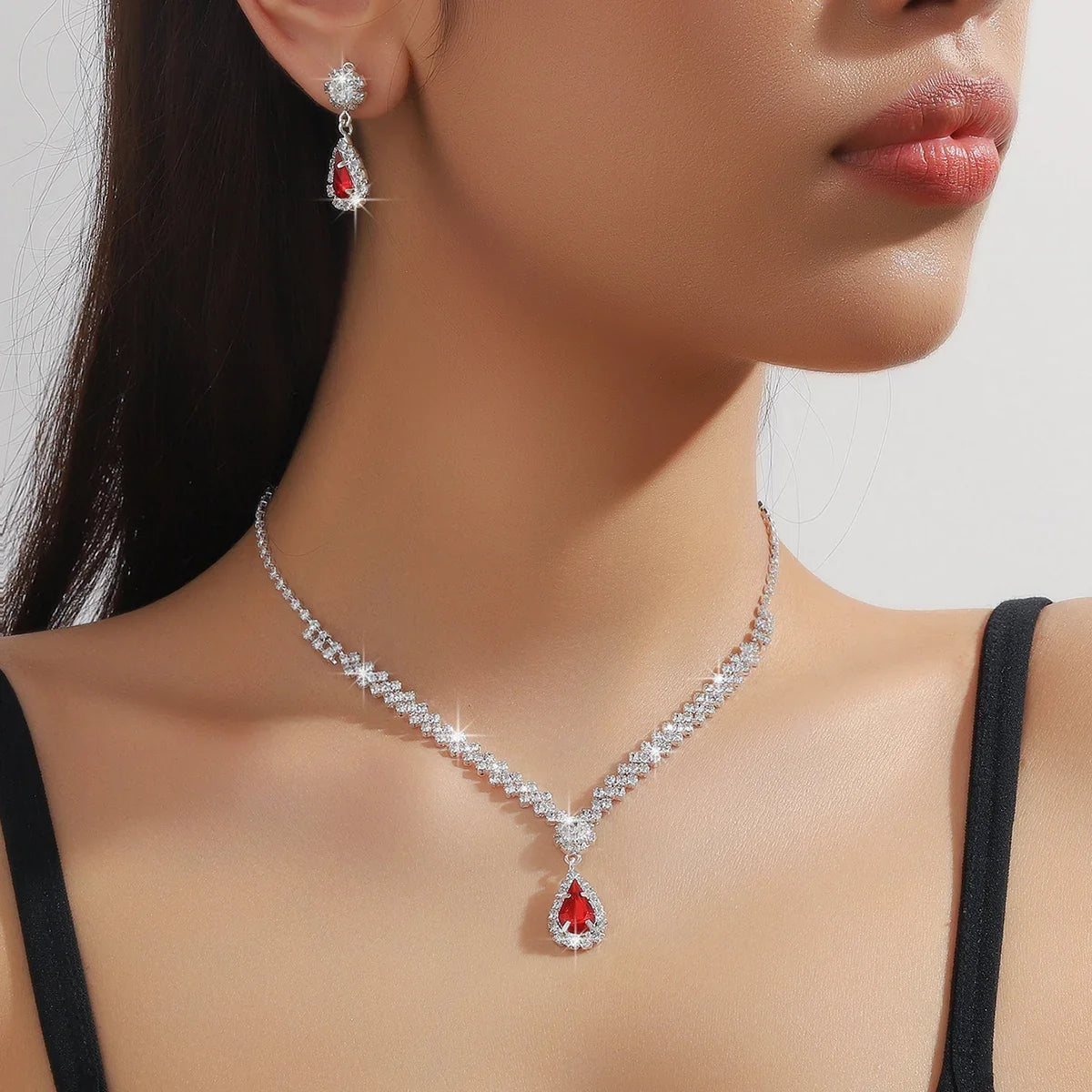 Of Women's Water Drop Necklaces Earrings Set for Wedding Season Banquet