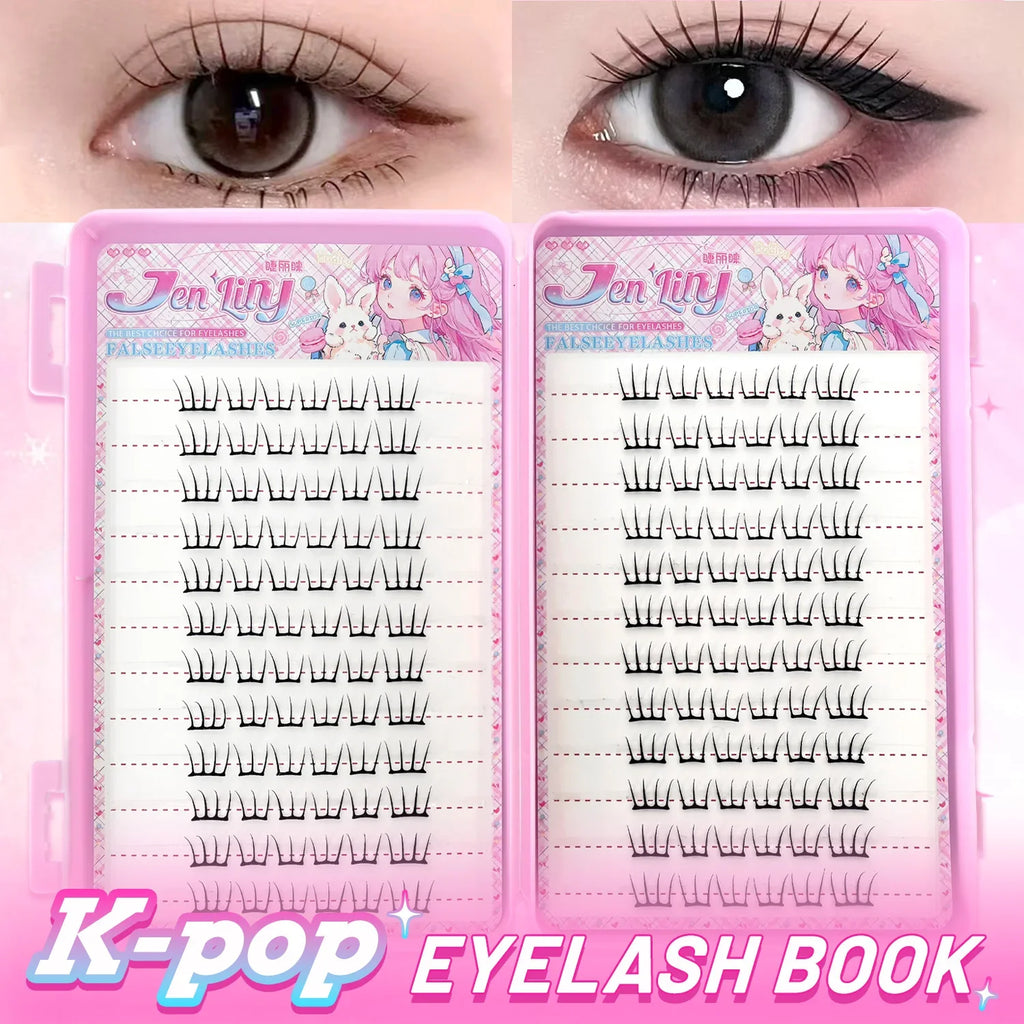 K-pop 2.0 Self-Adhesive False Eyelashes Easy Wear Glue Trendy Daily/Party Eye Makeup Accessory