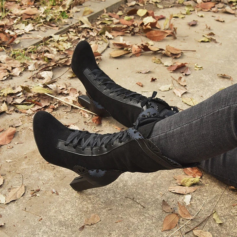 Women's Lace-Up High Heel Boots